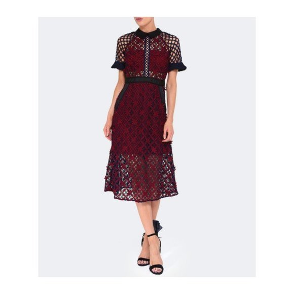 Self-Portrait Dresses & Skirts - Self-Portrait - NWOT Floral Grid Midi Dress